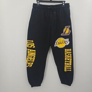Ultra Game NBA Los Angeles Lakers Sweatpants Mens Medium Black Joggers Fleece